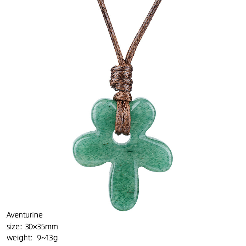 MYK4014-Natural stone five-petal flower necklace