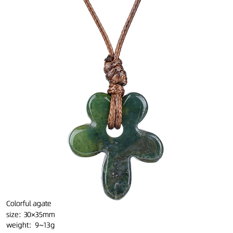 MYK4014-Natural stone five-petal flower necklace