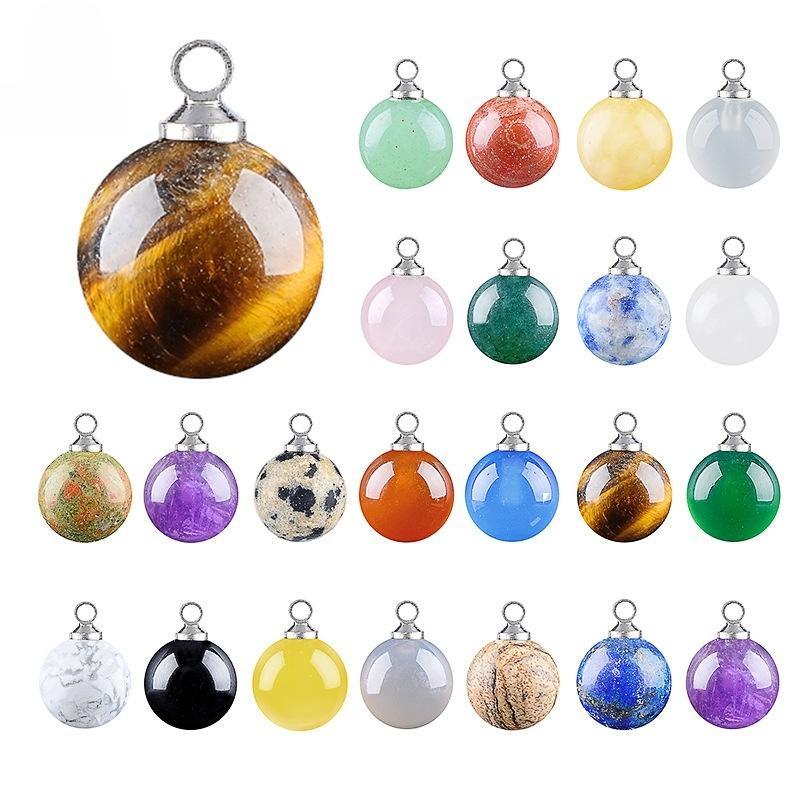 MYK4010-10 pieces/bag10mm Natural Stone Spherical Pendant