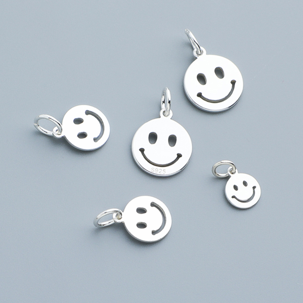 S925 Sterling Silver Cute Smiley Face Pendant - DIY Accessories