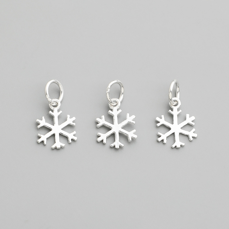 S925 Sterling Silver Christmas Snowflake Pendant - DIY Accessories