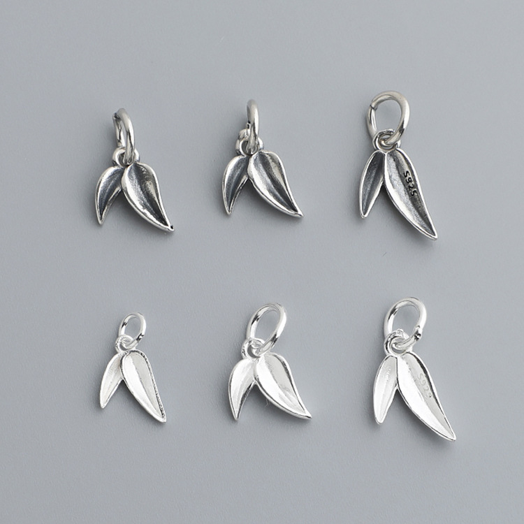 S925 Sterling Silver Bamboo Leaf Pendant - DIY Accessory