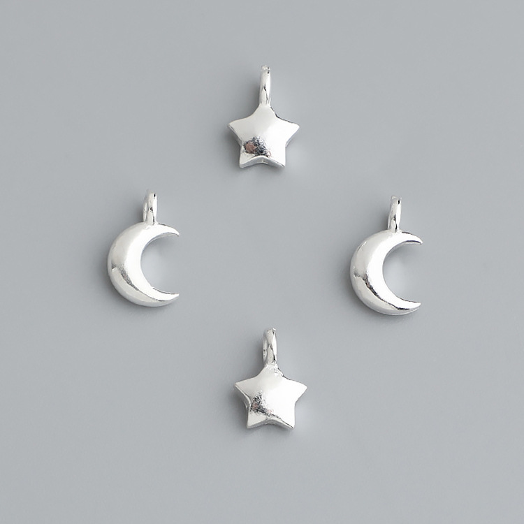 S925 Sterling Silver Star and Moon Pendant - DIY Accessories