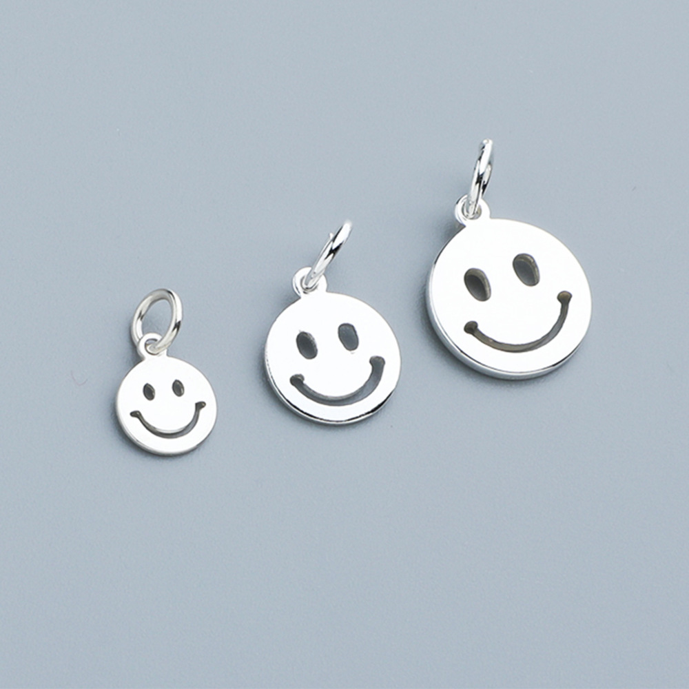 S925 Sterling Silver Cute Smiley Face Pendant - DIY Accessories