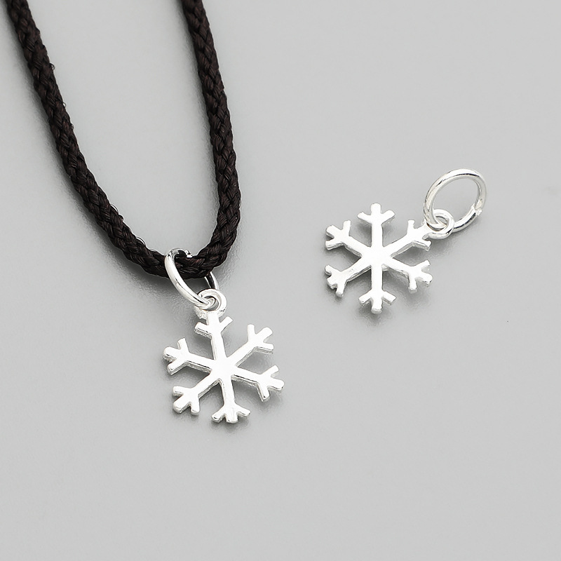 S925 Sterling Silver Christmas Snowflake Pendant - DIY Accessories