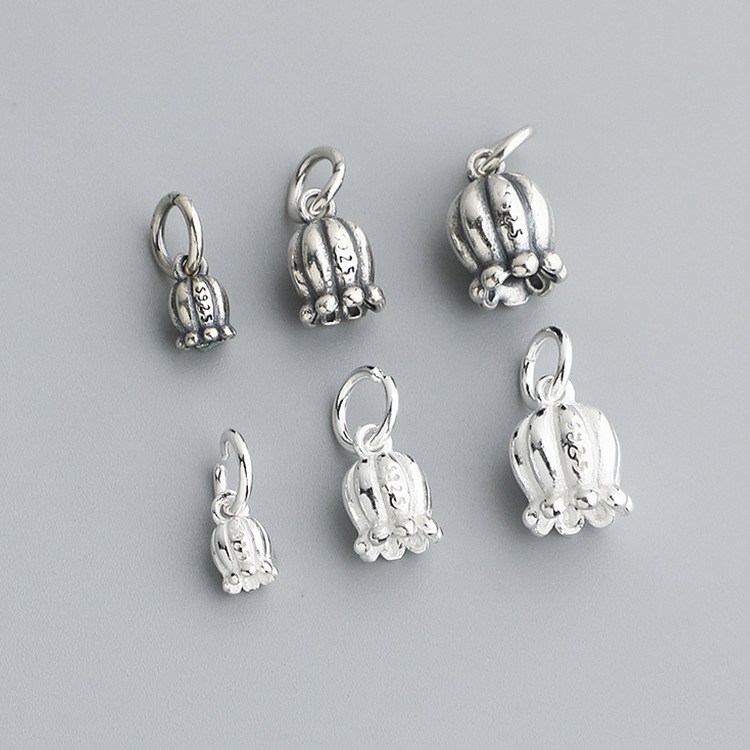 S925 Sterling Silver Thai Silver Tulip Flower Pendant - DIY Accessories