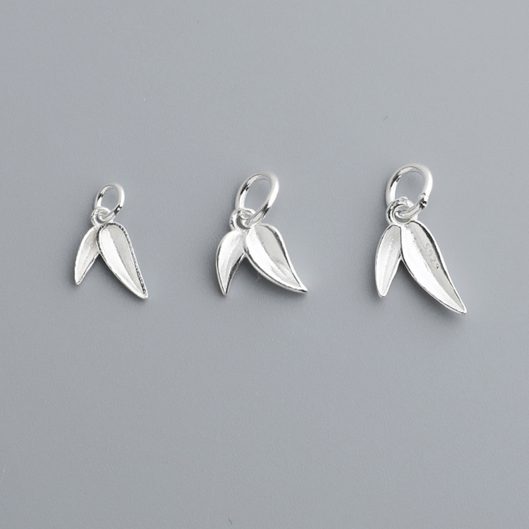 S925 Sterling Silver Bamboo Leaf Pendant - DIY Accessory