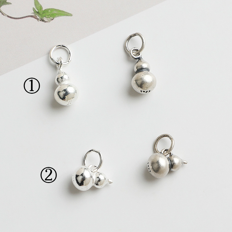 S925 Sterling Silver Solid Gourd Pendant - DIY Accessories