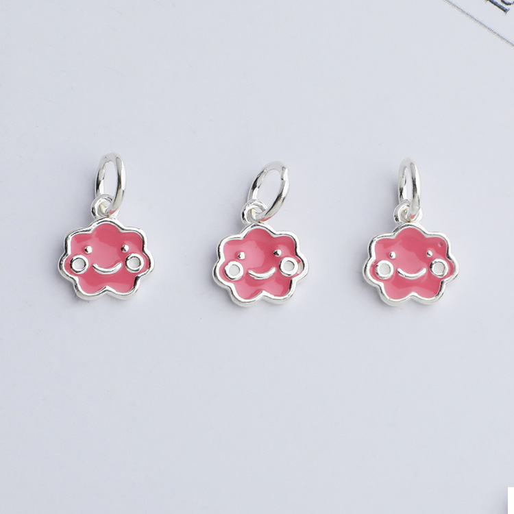 S925 Sterling Silver Resin-Filled Cloud and Smiley Face Pendant - DIY Accessories