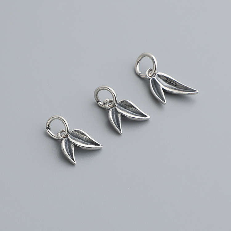 S925 Sterling Silver Bamboo Leaf Pendant - DIY Accessory