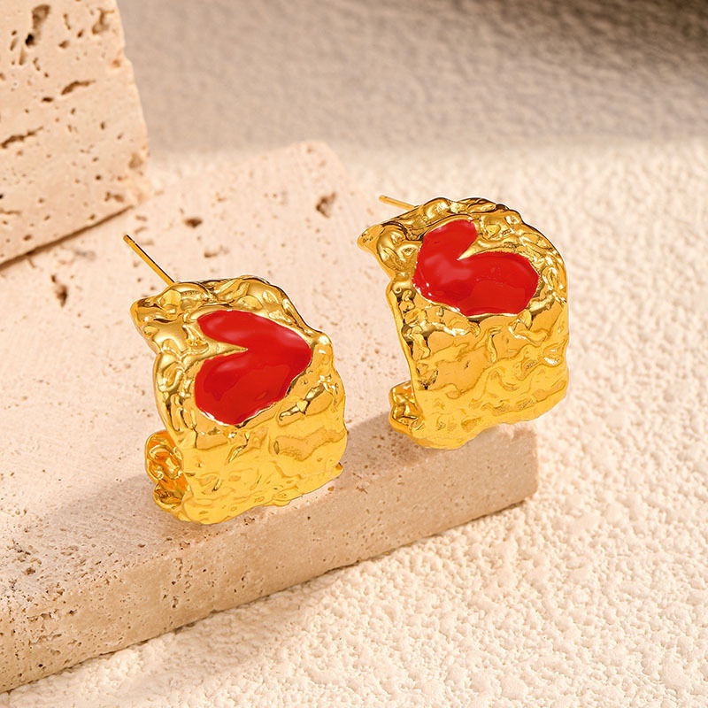 MYK4050-Heart-shaped Vintage High-end Stainless Steel Earrings