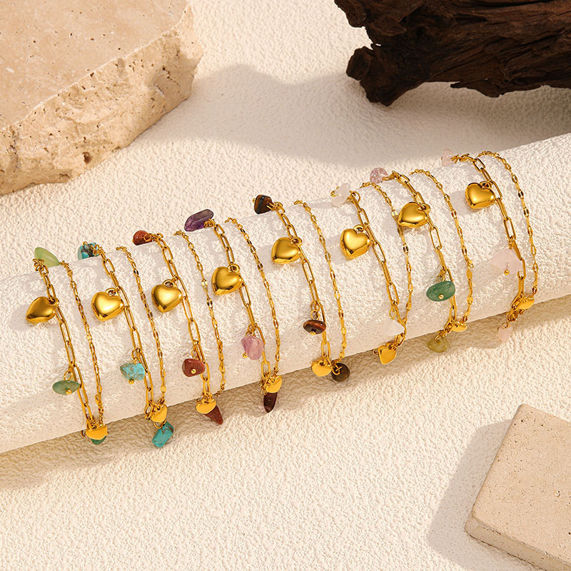MYK4046-Double-Layer Stainless Steel Natural Stone Bracelet