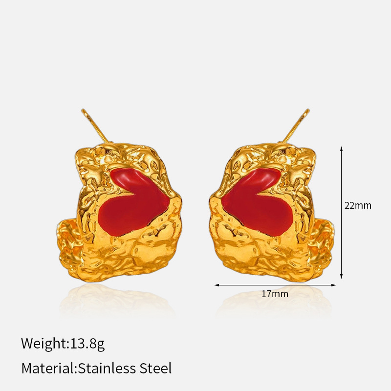 MYK4050-Heart-shaped Vintage High-end Stainless Steel Earrings