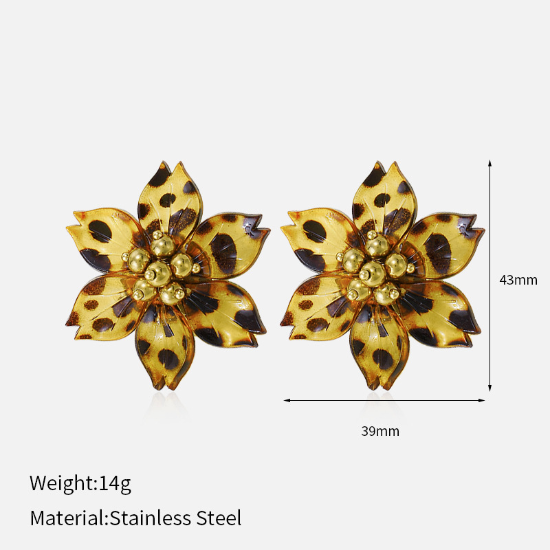 MYK4051- Leopard Print Flower Earrings