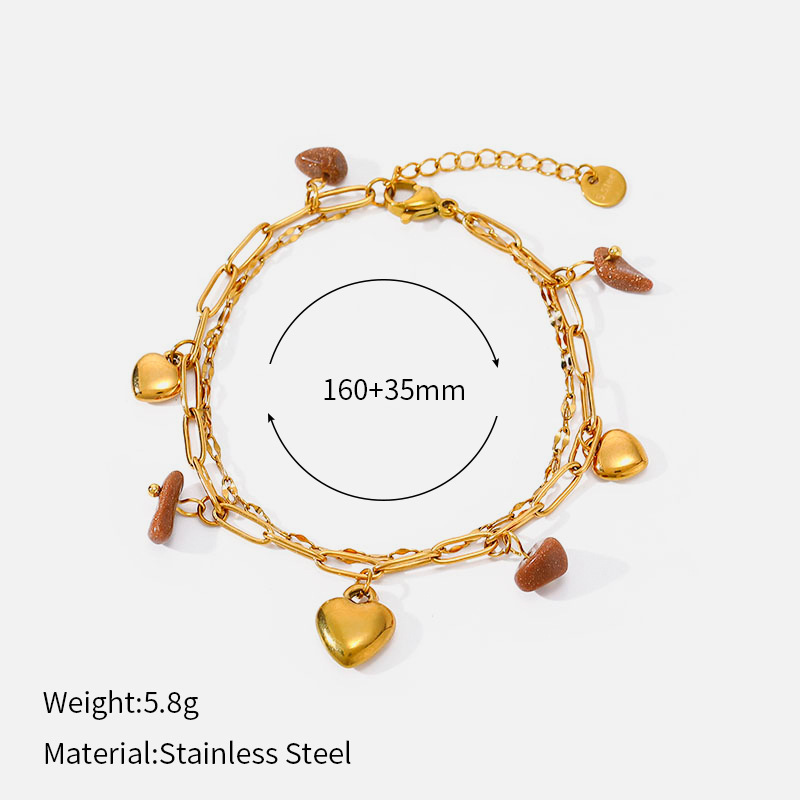 MYK4046-Double-Layer Stainless Steel Natural Stone Bracelet