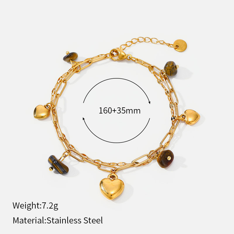 MYK4046-Double-Layer Stainless Steel Natural Stone Bracelet