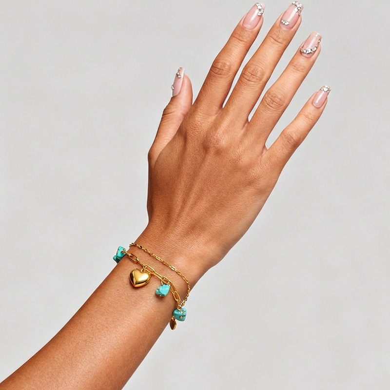 MYK4046-Double-Layer Stainless Steel Natural Stone Bracelet