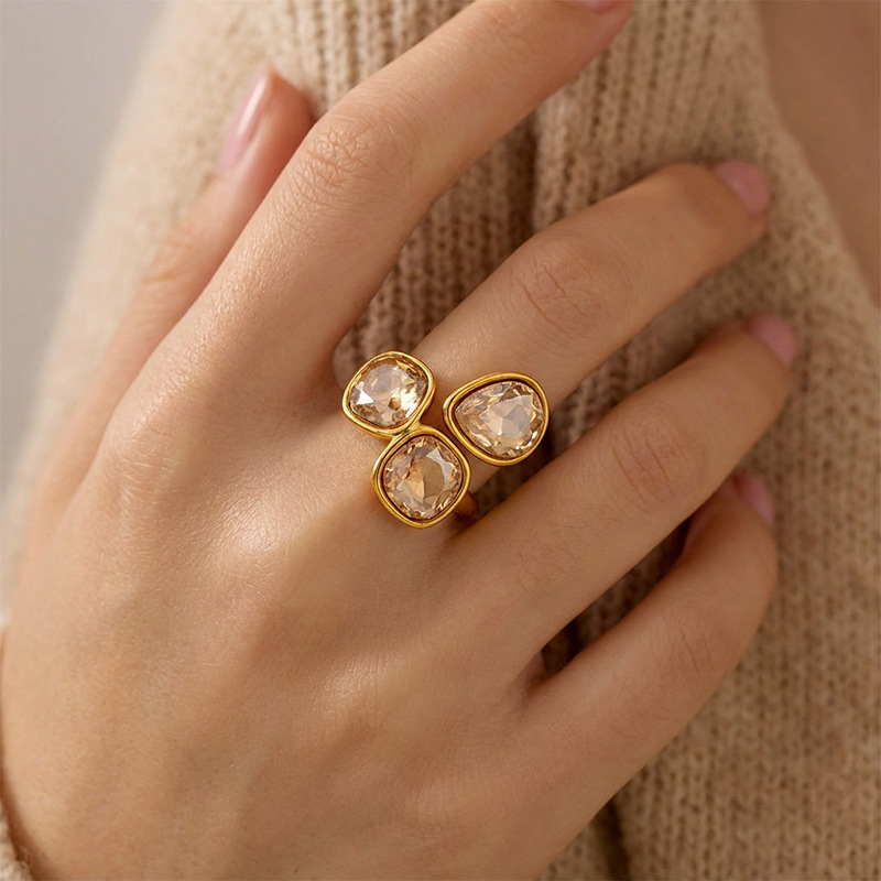 MYK4049-Diamond-set Stainless Steel Ring