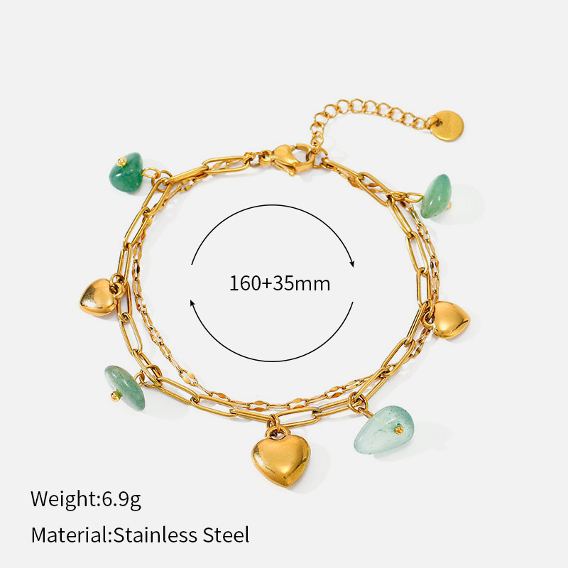 MYK4046-Double-Layer Stainless Steel Natural Stone Bracelet