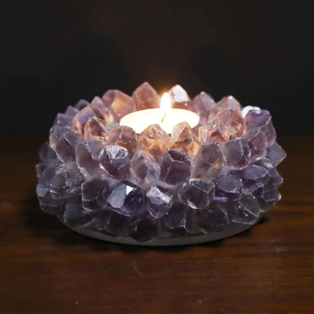 MYK4288-Custom Candle Holder Amethyst Point