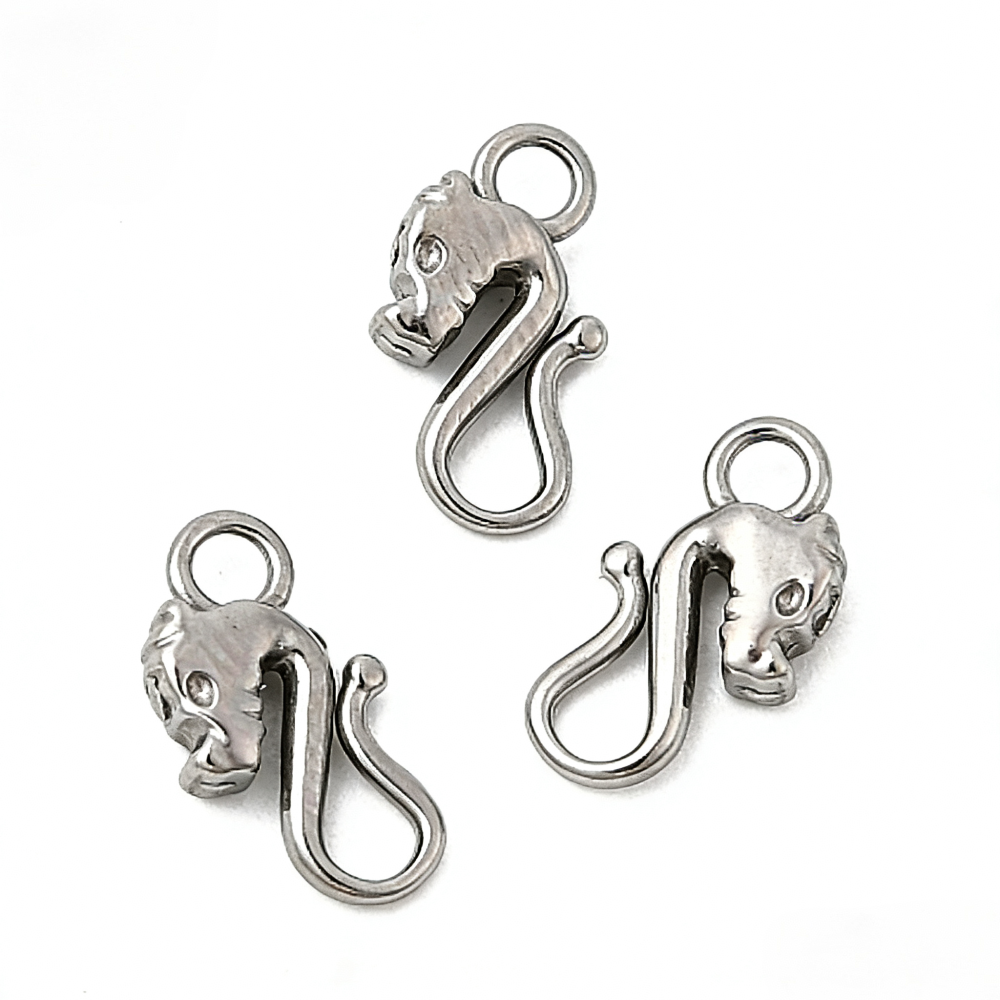 MYK4333-50 pieces/bag 304 Stainless Steel Hook Clasps, Seahorse,