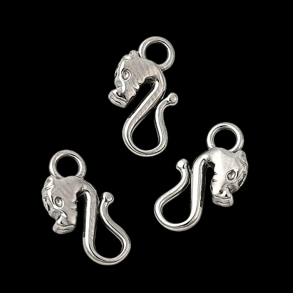 MYK4333-50 pieces/bag 304 Stainless Steel Hook Clasps, Seahorse,