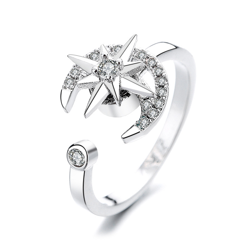 MYK4351-Moon and Star Rotating Opening Ring