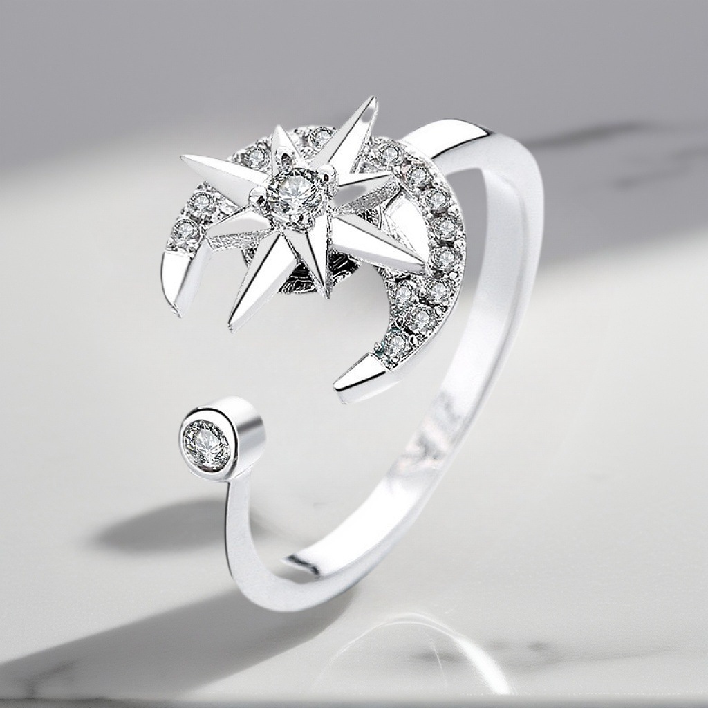 MYK4351-Moon and Star Rotating Opening Ring