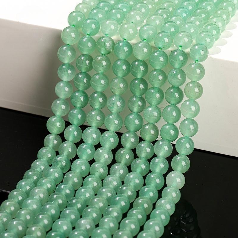 MYK4349-Natural Green Aventurine Round Bead Strands