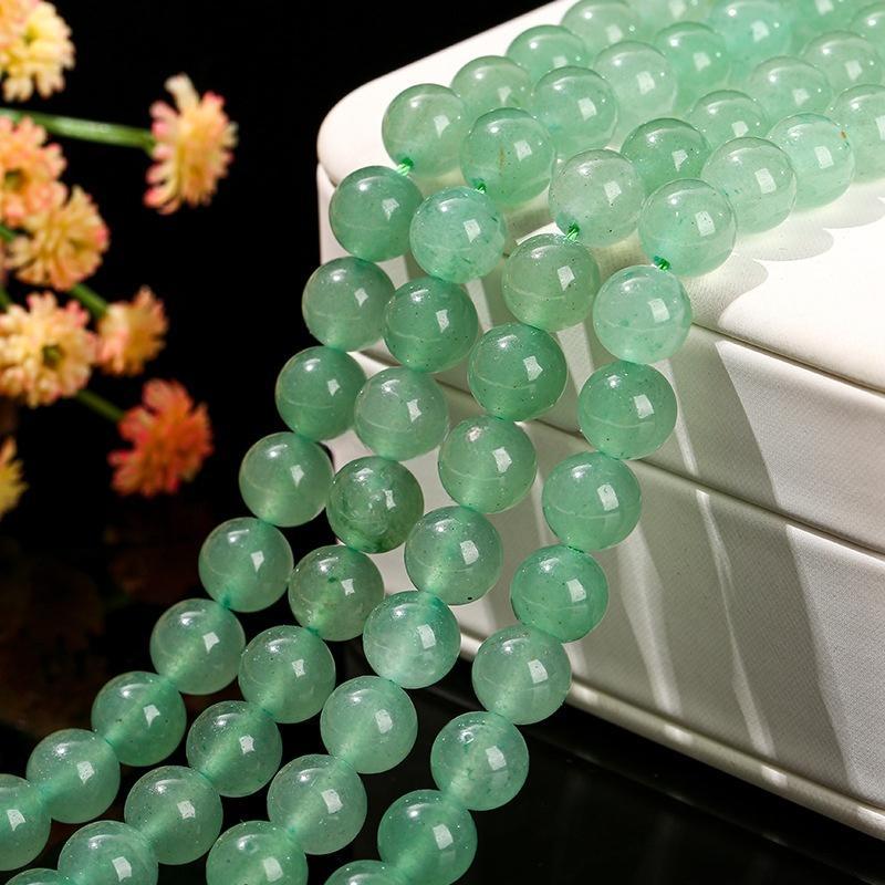 MYK4349-Natural Green Aventurine Round Bead Strands