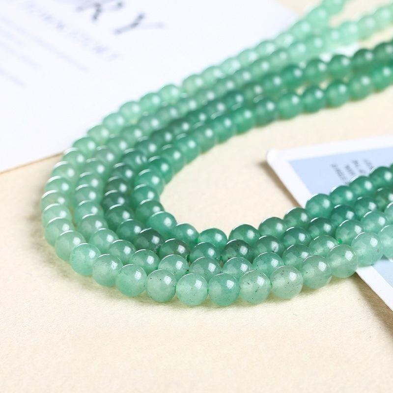 MYK4349-Natural Green Aventurine Round Bead Strands