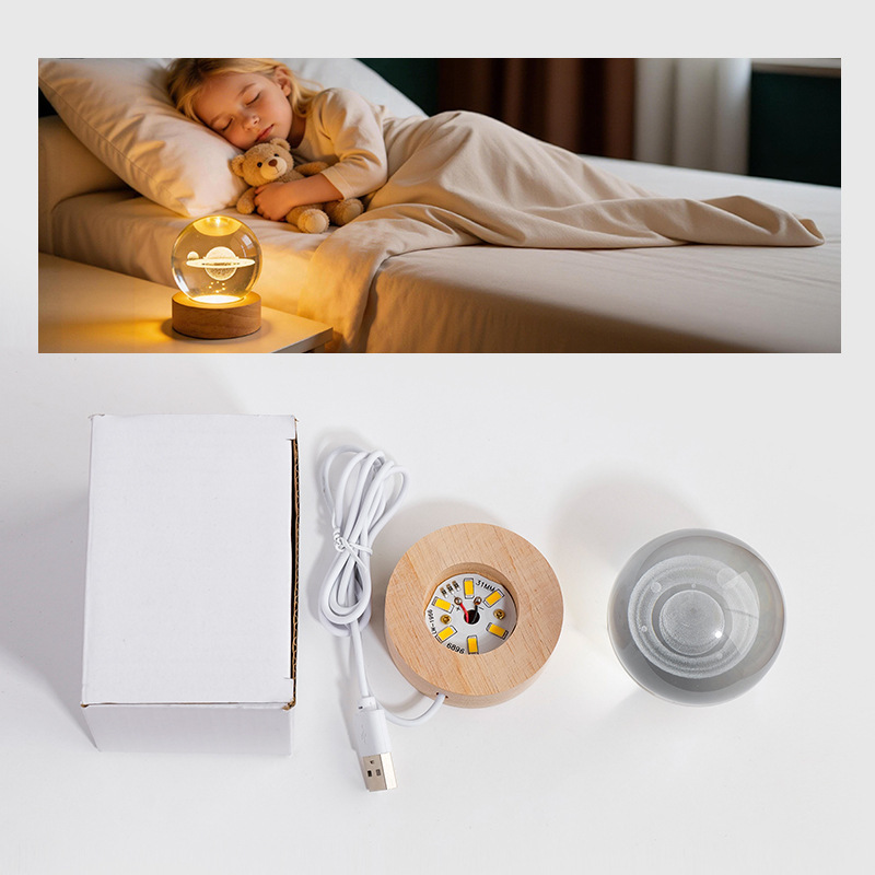 MYK4384-Saturn Crystal Ball Starry Sky Glowing USB Night Light