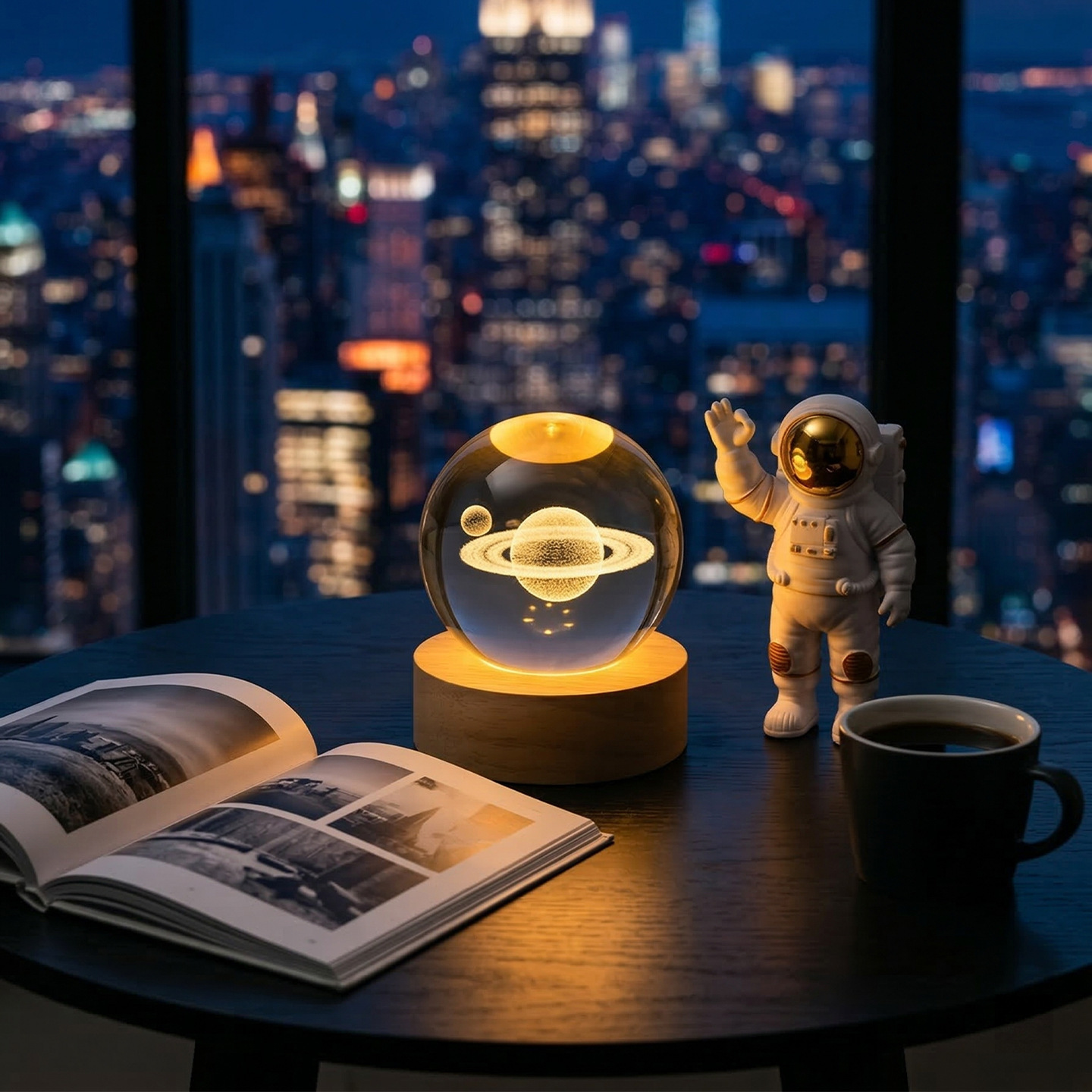 MYK4384-Saturn Crystal Ball Starry Sky Glowing USB Night Light