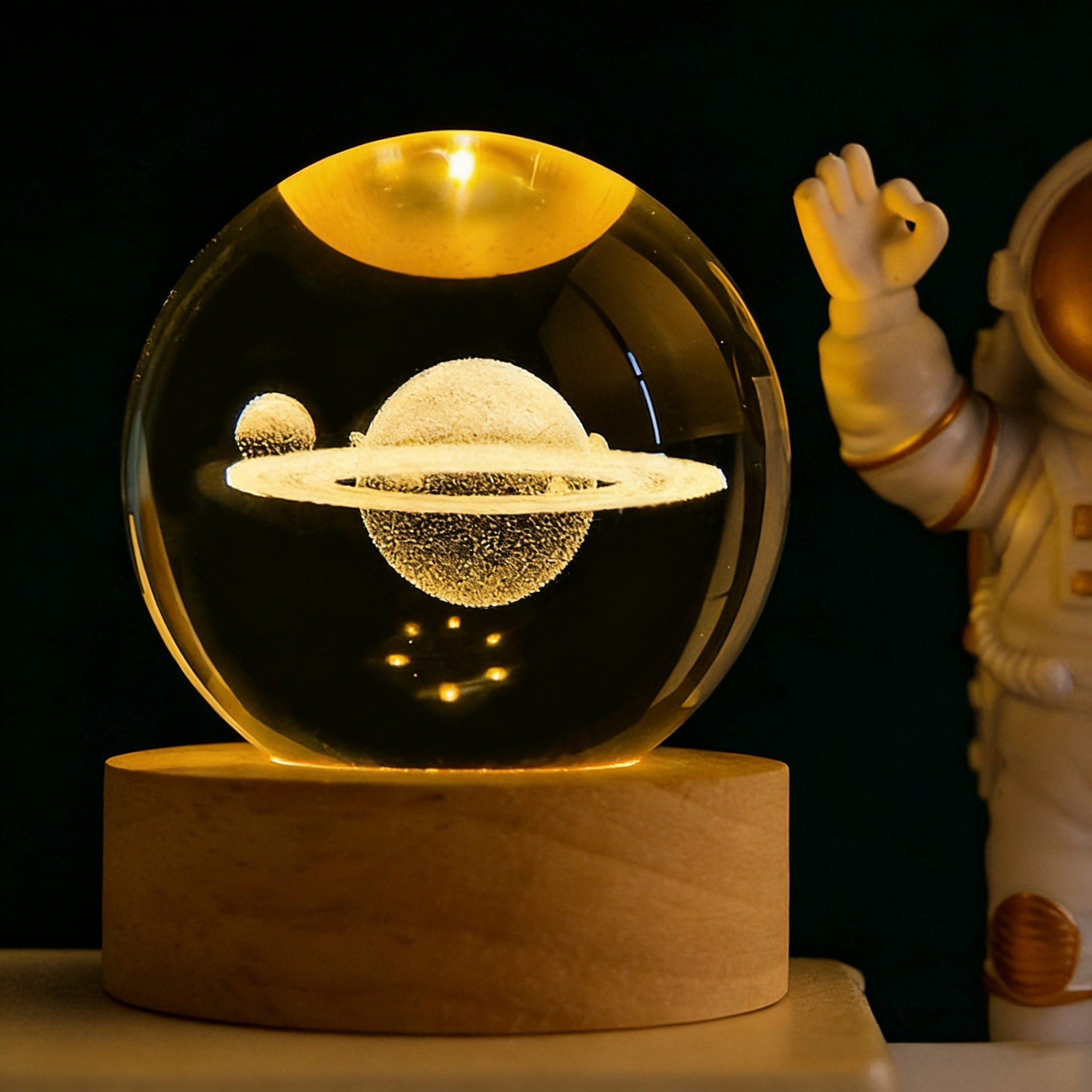 MYK4384-Saturn Crystal Ball Starry Sky Glowing USB Night Light