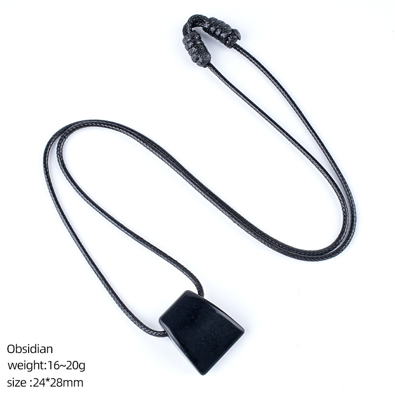 MYK4404-Crystal axe necklace, vintage handmade adjustable braided rope pendant