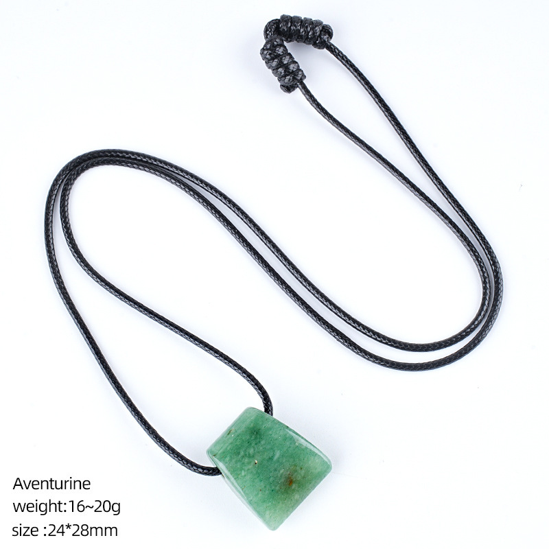 MYK4404-Crystal axe necklace, vintage handmade adjustable braided rope pendant