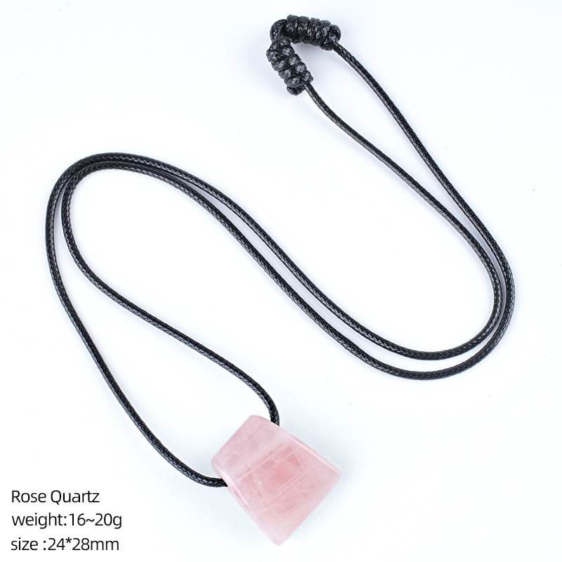 MYK4404-Crystal axe necklace, vintage handmade adjustable braided rope pendant