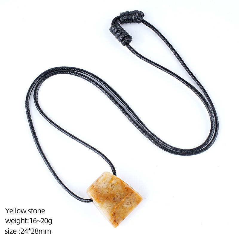 MYK4404-Crystal axe necklace, vintage handmade adjustable braided rope pendant