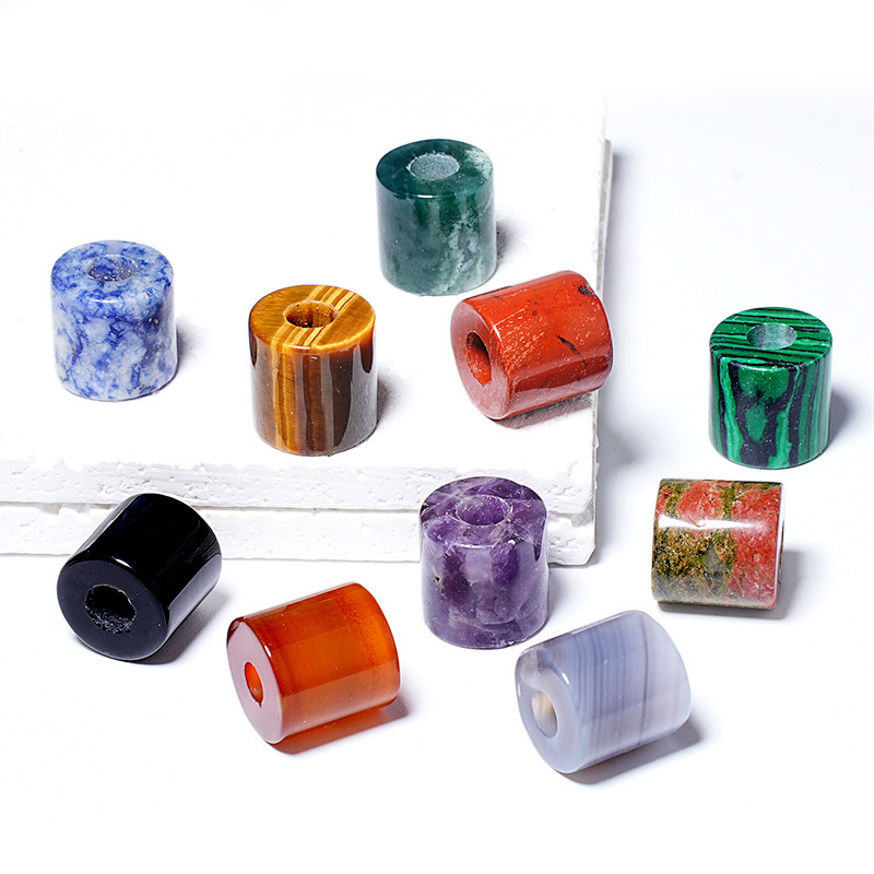 MYK4406-16mm natural stone large-hole cylindrical beads