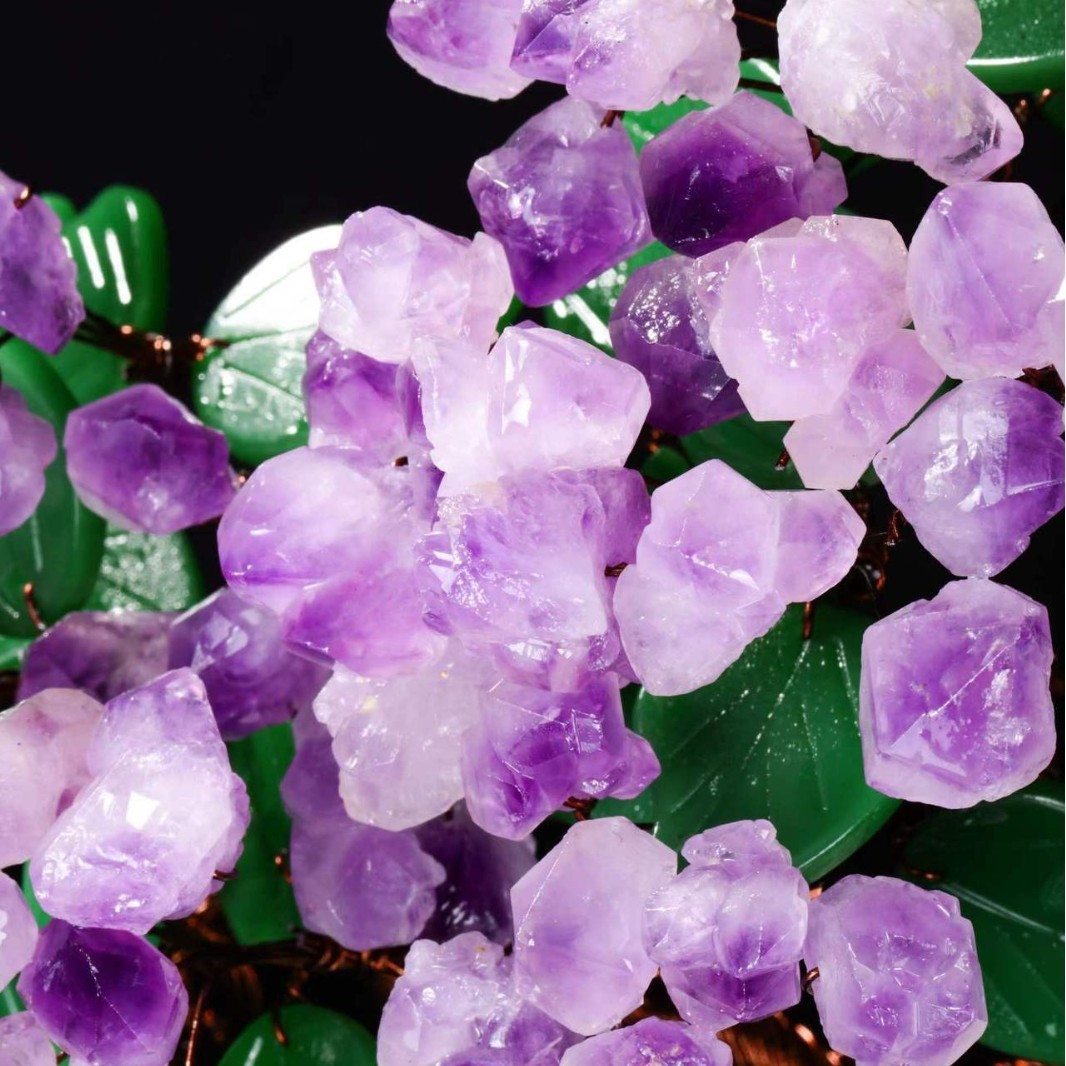 Natural Amethyst Money Tree Ornament for Home, Living Room, and Entryway
