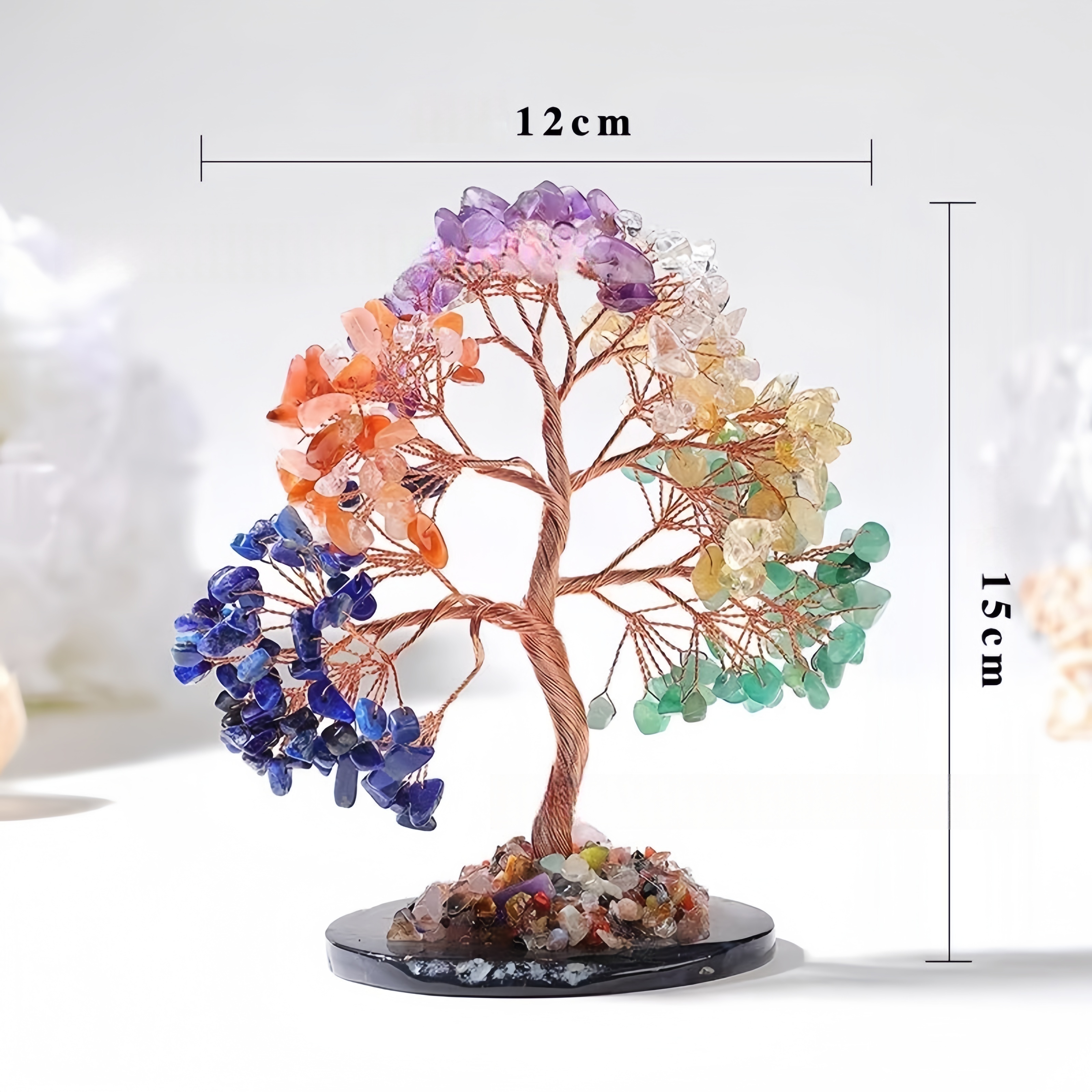 Natural Agate Base Money Tree with Crystal Pebbles