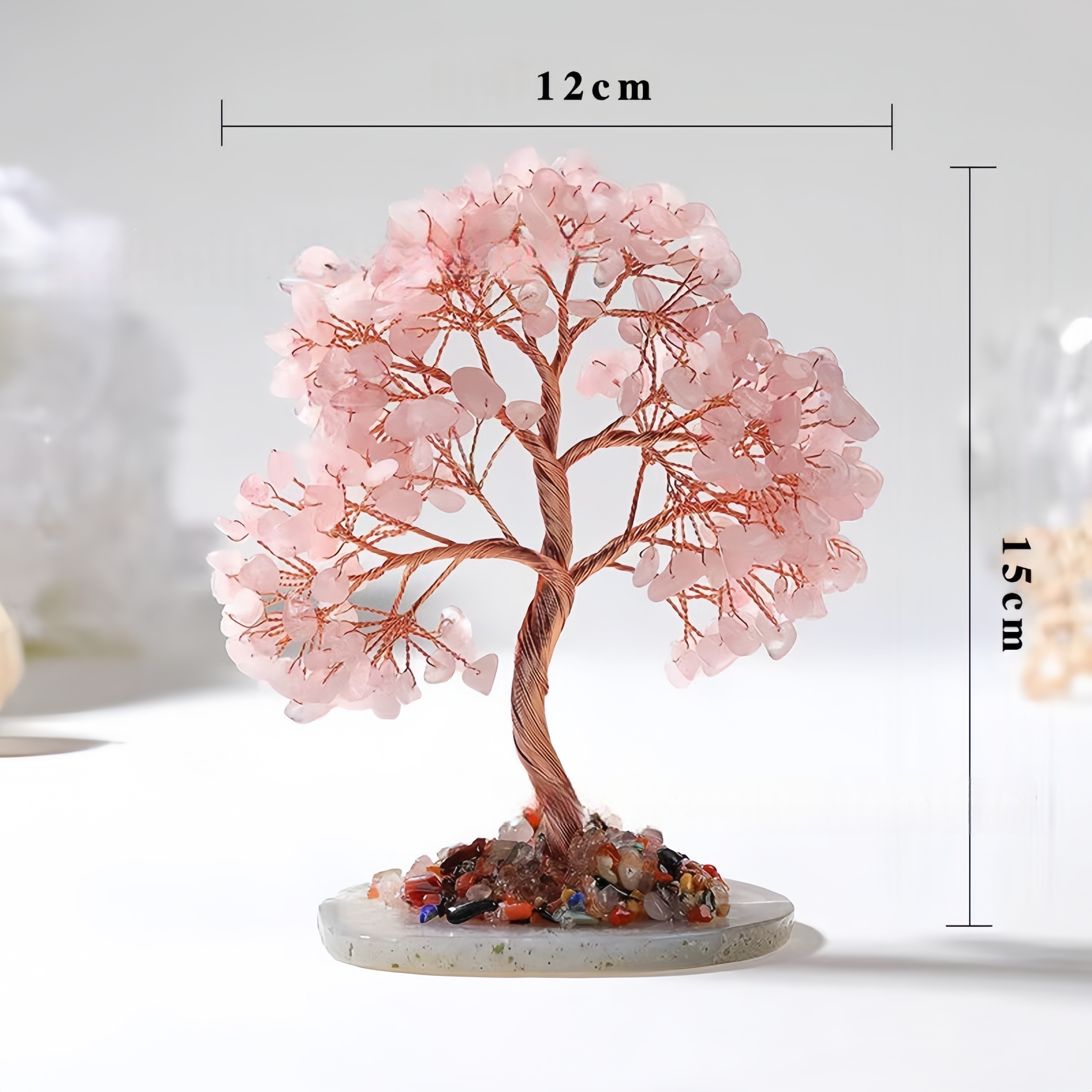 Natural Agate Base Money Tree with Crystal Pebbles