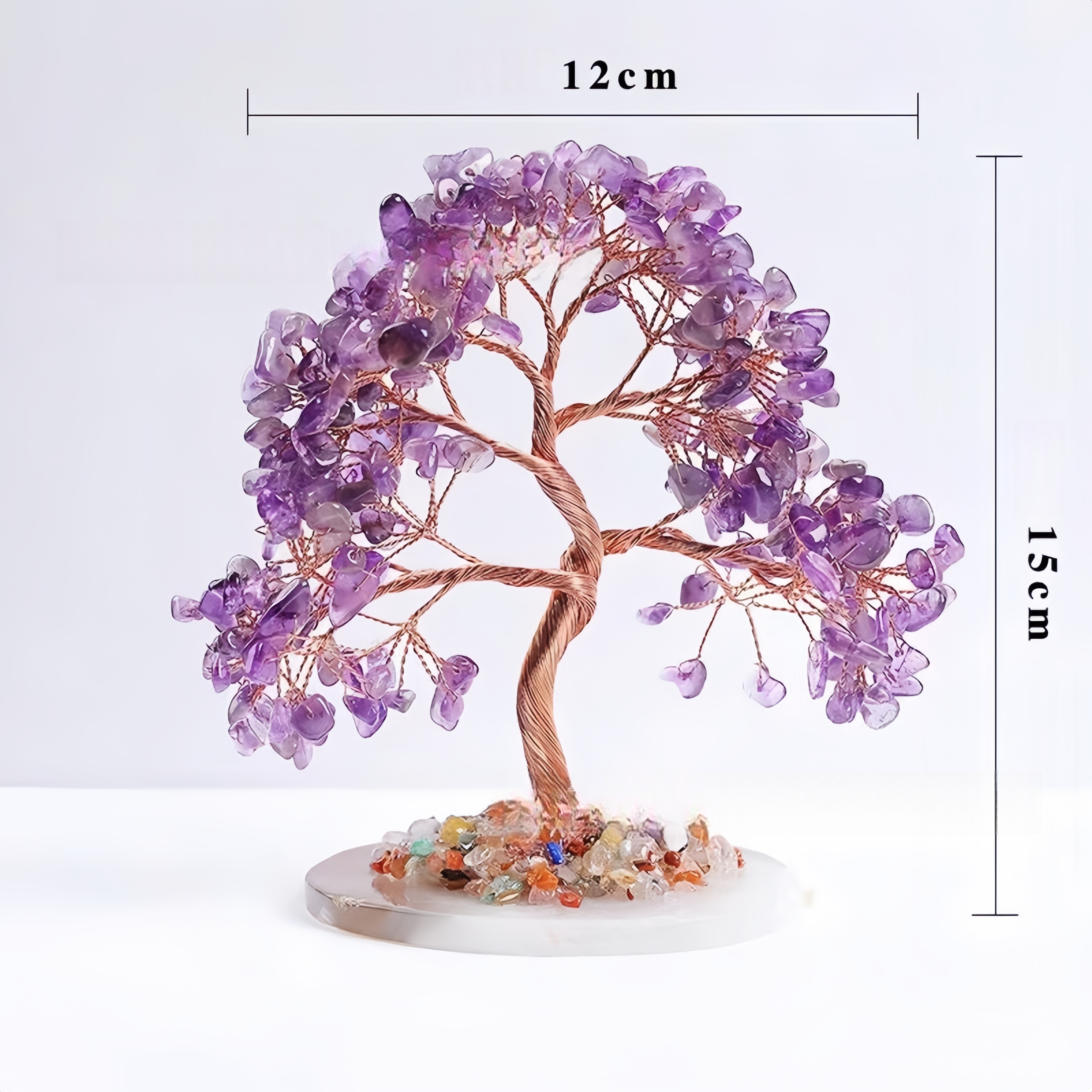 Natural Agate Base Money Tree with Crystal Pebbles