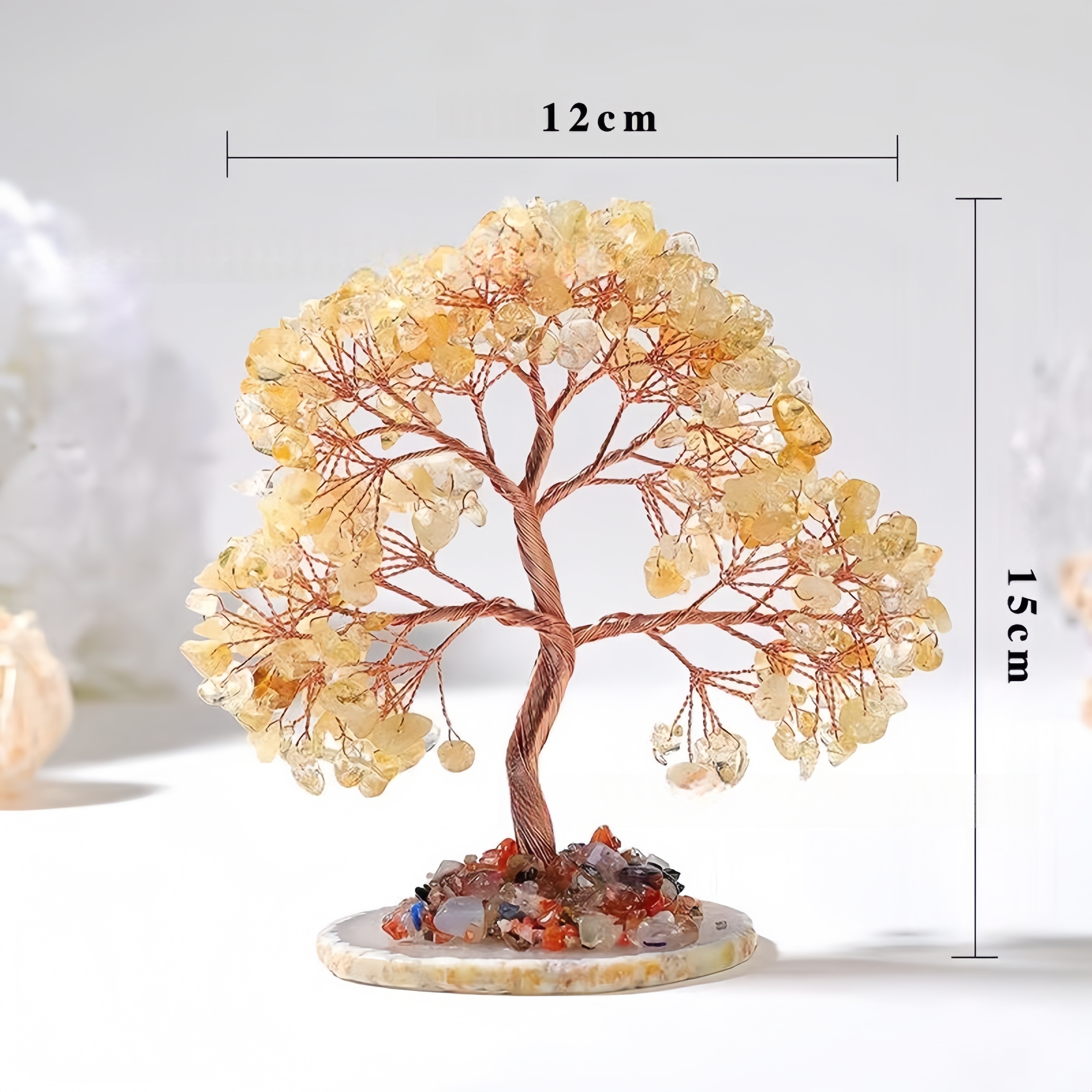 Natural Agate Base Money Tree with Crystal Pebbles