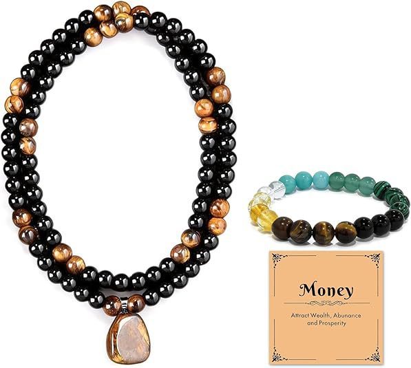 MYK4419-Lucky Tiger Eye Necklace Set