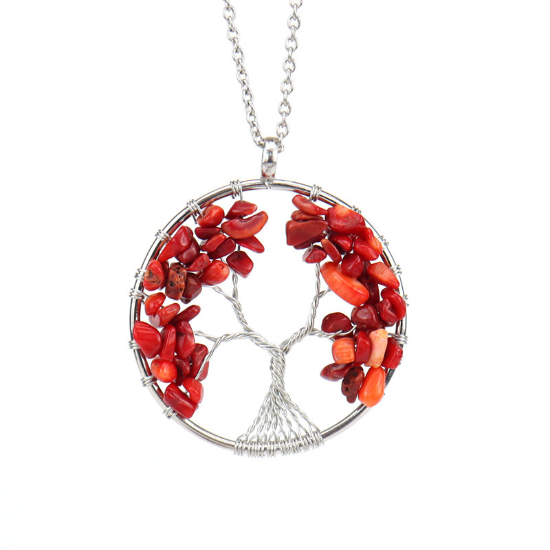 Natural Crystal Crush Tree of Life Crush Necklace
