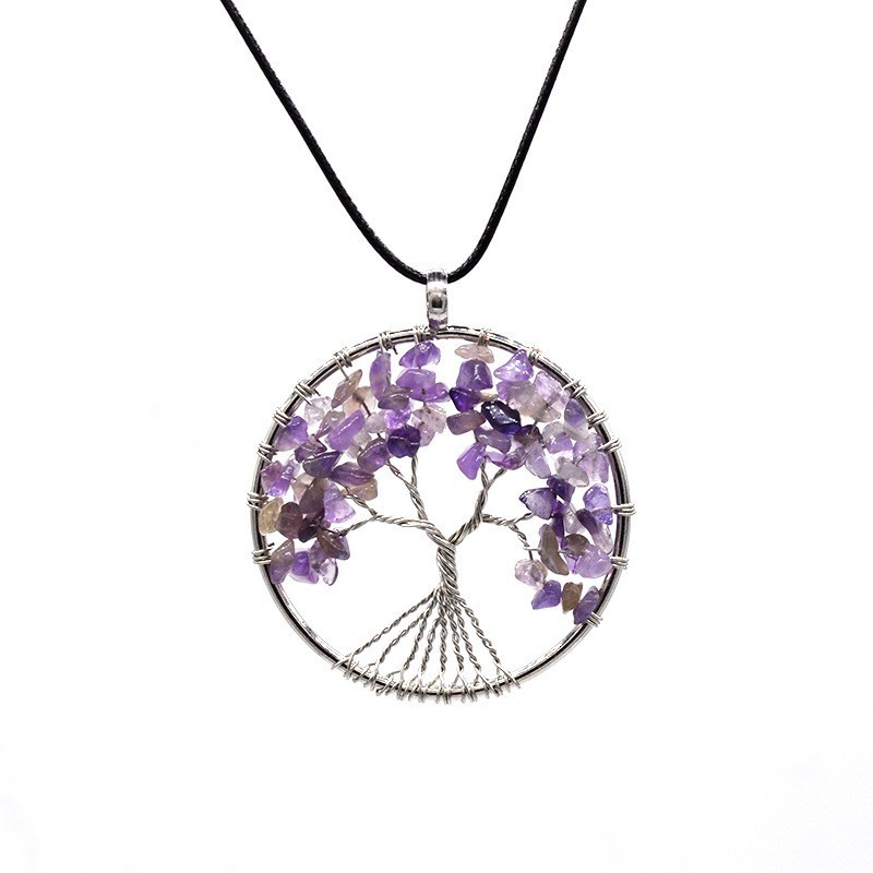 Natural Crystal Crush Tree of Life Crush Necklace