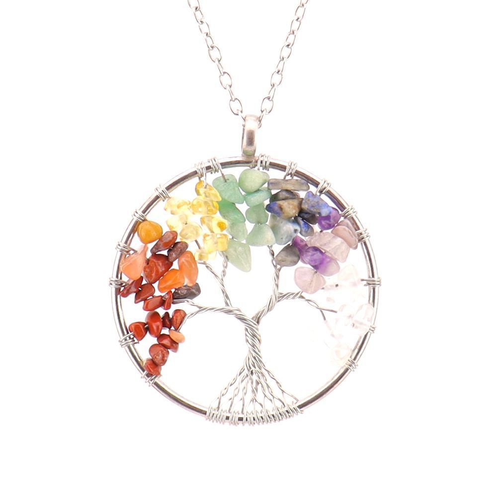 Natural Crystal Crush Tree of Life Crush Necklace