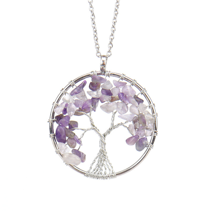 Natural Crystal Crush Tree of Life Crush Necklace
