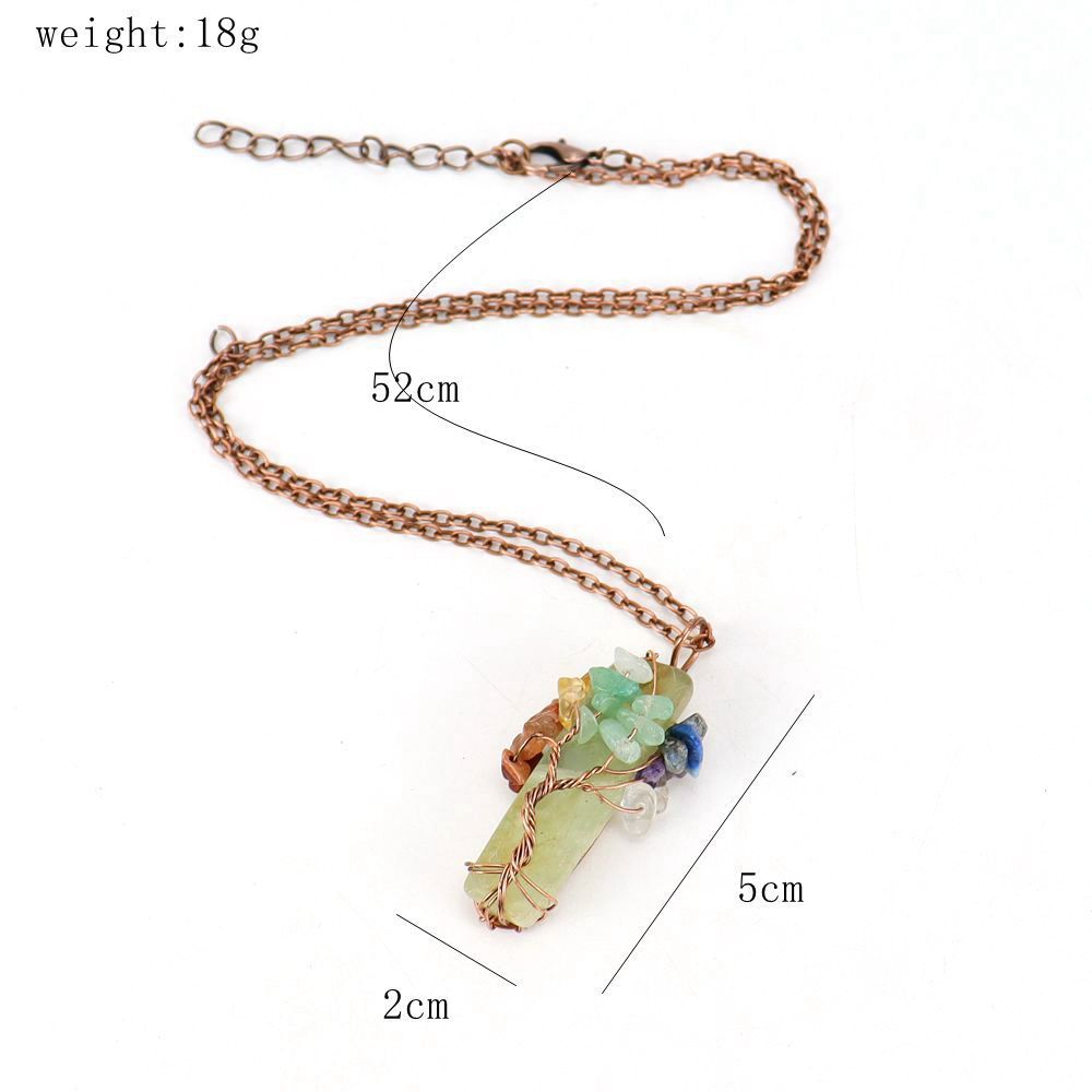 Natural Irregular Crystal Strip Tree of Life Stone Necklace